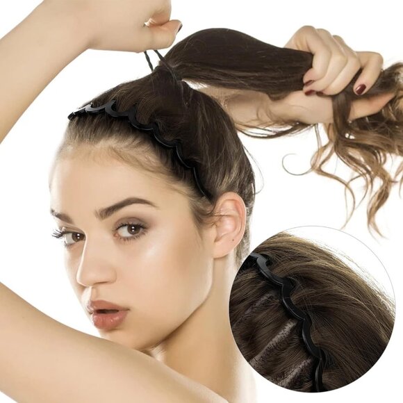 Zig Zag Headbands, 4 Pieces Shark Tooth Hair Comb Hairband, Wavy Shape Plastic H - Picture 5 of 8